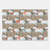 Rustic Kraft Winter White Holiday Horses Inpakpapier Vel (Voorkant 2)