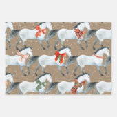 Rustic Kraft Winter White Holiday Horses Inpakpapier Vel (Voorkant)