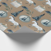 Rustic Kraft Winter White Horse and Blue Spruce 2 Cadeaupapier (Hoek)