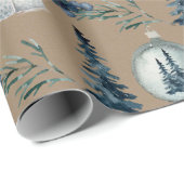 Rustic Kraft Winter White Horse and Blue Spruce 2 Cadeaupapier (Rol Hoek)