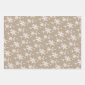 Rustic Kraft Winter White & Silver Snowflakes Inpakpapier Vel (Voorkant)