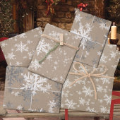 Rustic Kraft Winter White & Silver Snowflakes Inpakpapier Vel