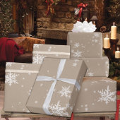 Rustic Kraft Winter White Snowflakes Glossy Cadeaupapier