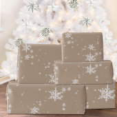 Rustic Kraft Winter White Snowflakes Glossy Cadeaupapier