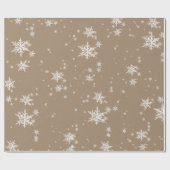Rustic Kraft Winter White Snowflakes Matte  Cadeaupapier (Vlak)