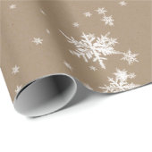 Rustic Kraft Winter White Snowflakes Matte  Cadeaupapier (Rol Hoek)