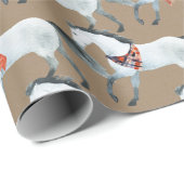 Rustic Kraft Winter Witte Kerst Paarden Cadeaupapier (Rol Hoek)
