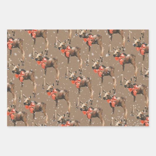 Rustic Kraft Winter Woodland Baby Hare Deer Moose Inpakpapier Vel (Voorkant 3)