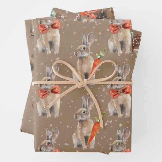 Rustic Kraft Winter Woodland Baby Hare Deer Moose Inpakpapier Vel (In situ)