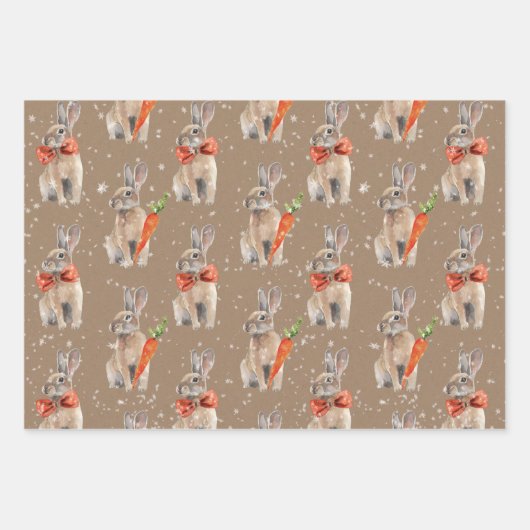Rustic Kraft Winter Woodland Baby Hare Deer Moose Inpakpapier Vel (Voorkant)