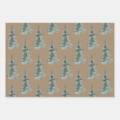 Rustic Kraft Winter Woodland Blue Spruce Trees Inpakpapier Vel (Voorkant)