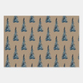 Rustic Kraft Winter Woodland Blue Spruce Trees Inpakpapier Vel (Voorkant)