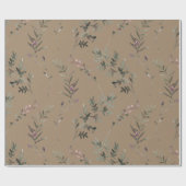 Rustic Kraft Winter Woodland Greenery & Berries Cadeaupapier (Vlak)