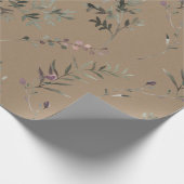 Rustic Kraft Winter Woodland Greenery & Berries Cadeaupapier (Hoek)