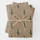 Rustic Kraft Winter Woodland Scraggly SpruceTrees Inpakpapier Vel (In situ)