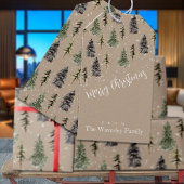 Rustic Kraft Winter Woodland Snowy Spruce Trees Cadeaulabel