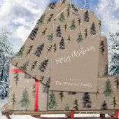 Rustic Kraft Winter Woodland Snowy Spruce Trees Cadeaulabel
