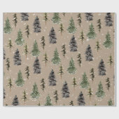 Rustic Kraft Winter Woodland Snowy Spruce Trees Cadeaupapier (Vlak)