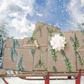 Rustic Kraft Winter Woodland Spruce Tree Branch Inpakpapier Vel