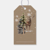 Rustic Kraft Winter Woodland Stag Merry Kerstmis Cadeaulabel (Achterkant)