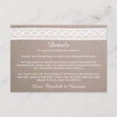 Rustic Kraft &  Wit Wondenhuwelijk Detail Informatiekaartje (Voorkant)