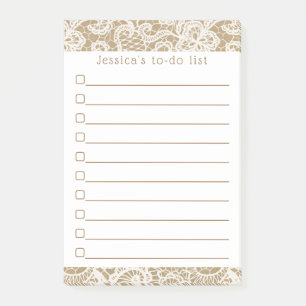 Rustic Kraft & Witte kant Post-it® Notes