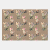 Rustic Kraft Woodland Baby Animals Fox Beer Wolf Inpakpapier Vel (Voorkant)