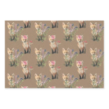 Rustic Kraft Woodland Baby Animals Fox Beer Wolf