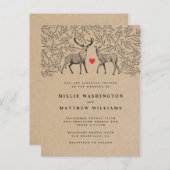 Rustic Kraft Woodland Buck & Doe Botanical Wedding Uitnodiging Briefkaart (Voorkant / Achterkant)