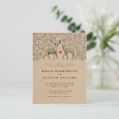 Rustic Kraft Woodland Buck & Doe Botanical Wedding Uitnodiging Briefkaart (Staand voorkant)