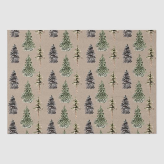 Rustic Kraft Woodland Forest Spruce Pine Tree Tissuepapier (Voorkant)