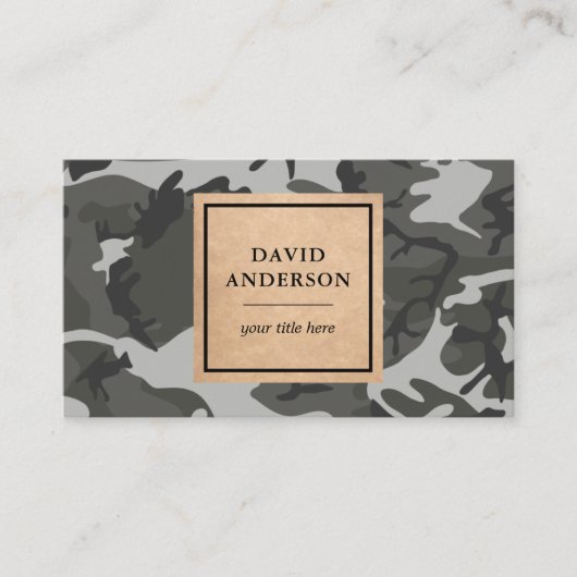 Rustic Kraft Woodland Gray Camouflage Pattern Visitekaartje (Voorkant)