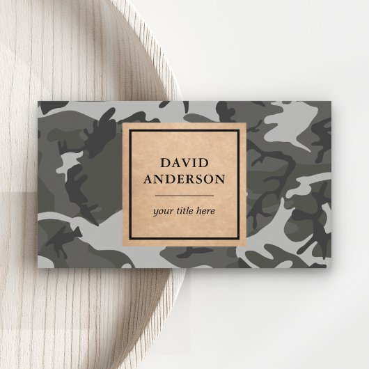 Rustic Kraft Woodland Gray Camouflage Pattern Visitekaartje