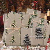 Rustic Kraft Woodland Pine en Spruce Trees Matte Inpakpapier Vel