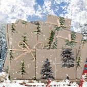 Rustic Kraft Woodland Pine en Spruce Trees Matte Inpakpapier Vel