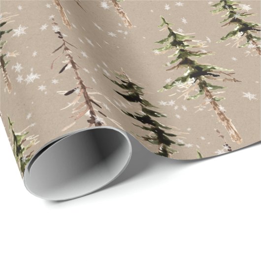 Rustic Kraft Woodland Sparse Scraggly Spruce 2 Cadeaupapier (Rol Hoek)