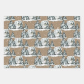 Rustic Kraft Woodland Winter Chalet House Scenes Inpakpapier Vel (Voorkant 2)