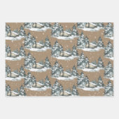 Rustic Kraft Woodland Winter Chalet House Scenes Inpakpapier Vel (Voorkant)