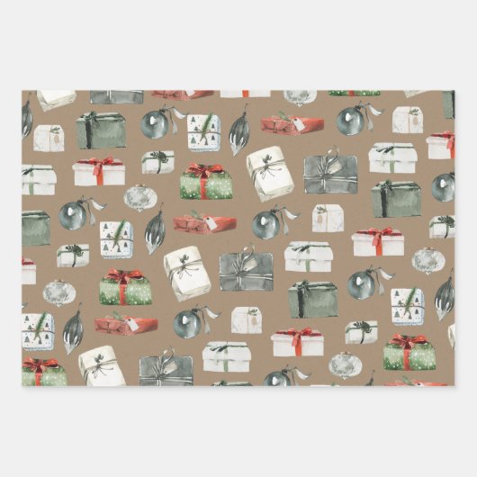 Rustic Kraft Wrapped kerstcadeautjes & siervoorwer Inpakpapier Vel (Voorkant 2)