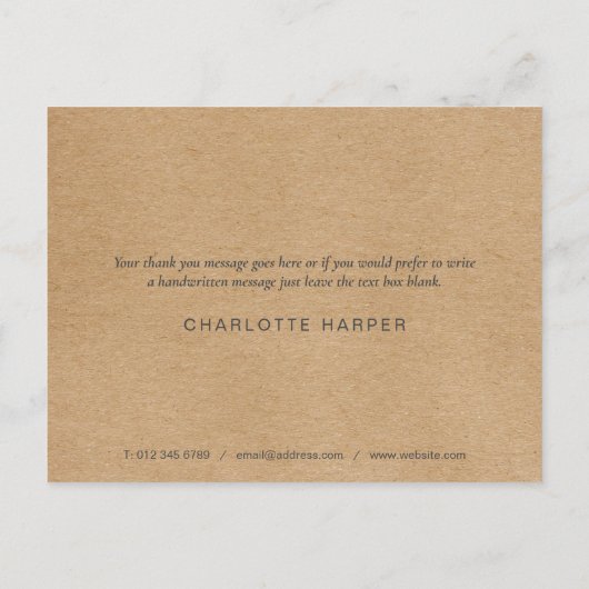 Rustic Kraft Zakelijk Bedankt Lente Bladeren Briefkaart (Achterkant)