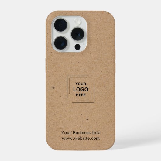 Rustic Kraft Zakelijk Bedrijfslogo iPhone Hoesje 15 Pro Case (Achterkant)