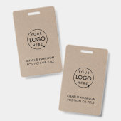 Rustic Kraft | Zakelijk Logo ID Modern Werknemer Badge (Voor- en achterkant)