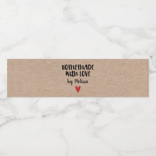Rustic Kraft Zelfgemaakt met liefde Waterfles Etiket (Enkel label)