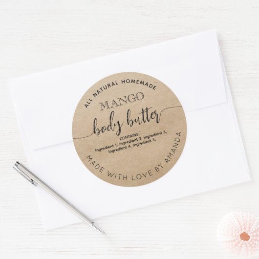Rustic kraft Zelfgemaakte BODY BOTER Label (Envelop)