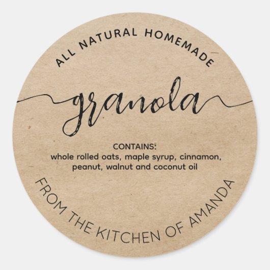 Rustic kraft Zelfgemaakte Granola Label (Voorkant)