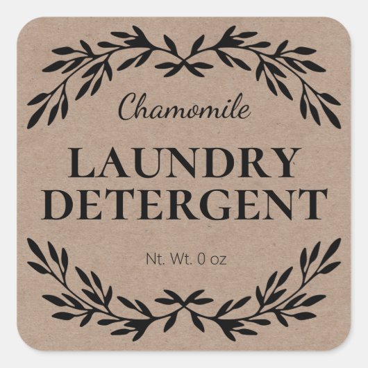 Rustic Kraft zelfgemaakte wasmiddel etiketten (Voorkant)