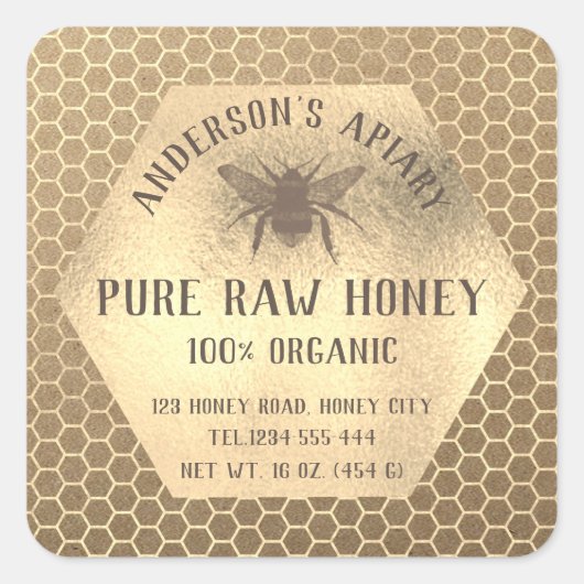  rustic Kraft ziet er uit naar honingraat Vierkante Sticker (Voorkant)