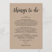 Rustic Kraft, Zwart, Dingen om te doen, Reisschema Programmakaart (Voorkant)