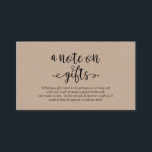 Rustic kraft zwart script, A note on gifts Informatiekaartje<br><div class="desc">Dit is het Rustic kraft script,  Wedding Enclosure Card. U kunt de doopvontkleuren veranderen,  en uw trouwdetails in de passende doopvont/het schrijven toevoegen. #TeeshaDerrick</div>