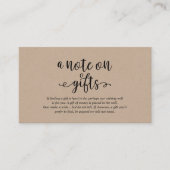 Rustic kraft zwart script, A note on gifts Informatiekaartje (Voorkant)